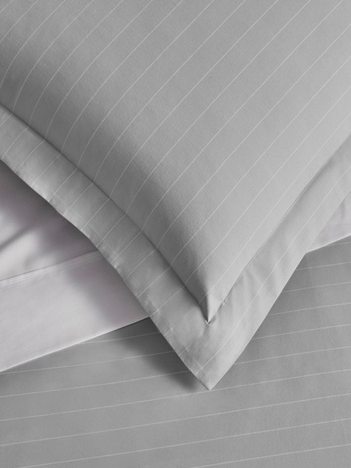 Pillowcase in Signature Turkish Silver/Signature White colors. The fabric has a soft appearance. - {{Turkish Silver/Signature White}}