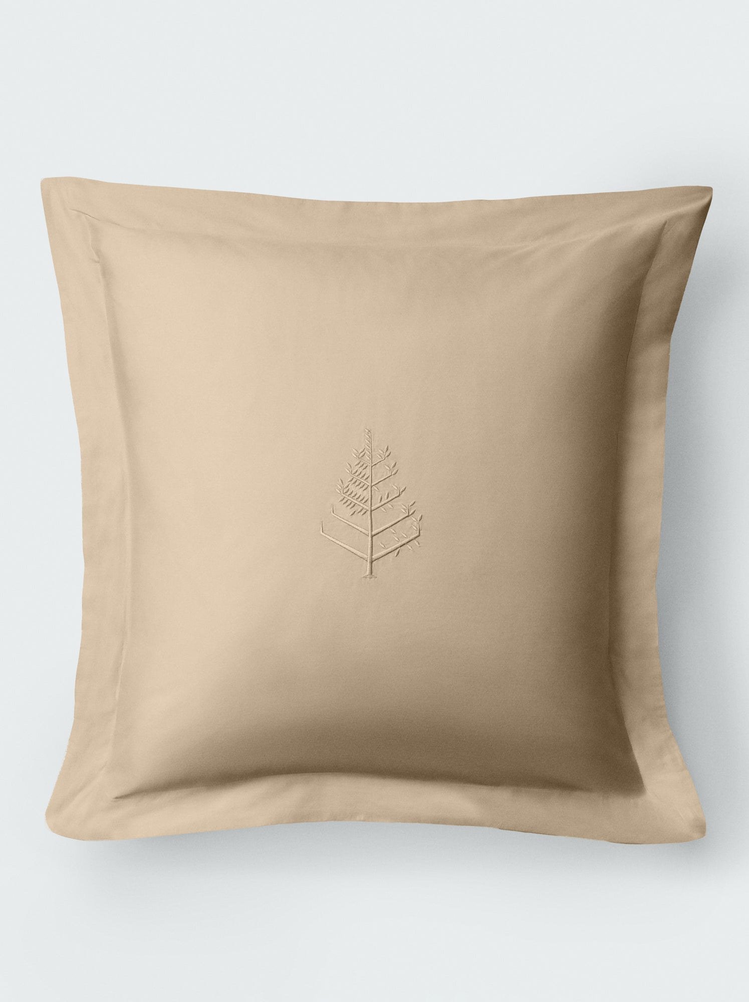 Egyptian Camel euro sham in cotton sateen with a perimeter flange and logo store centered on a light background. {{Egyptian Camel}}
