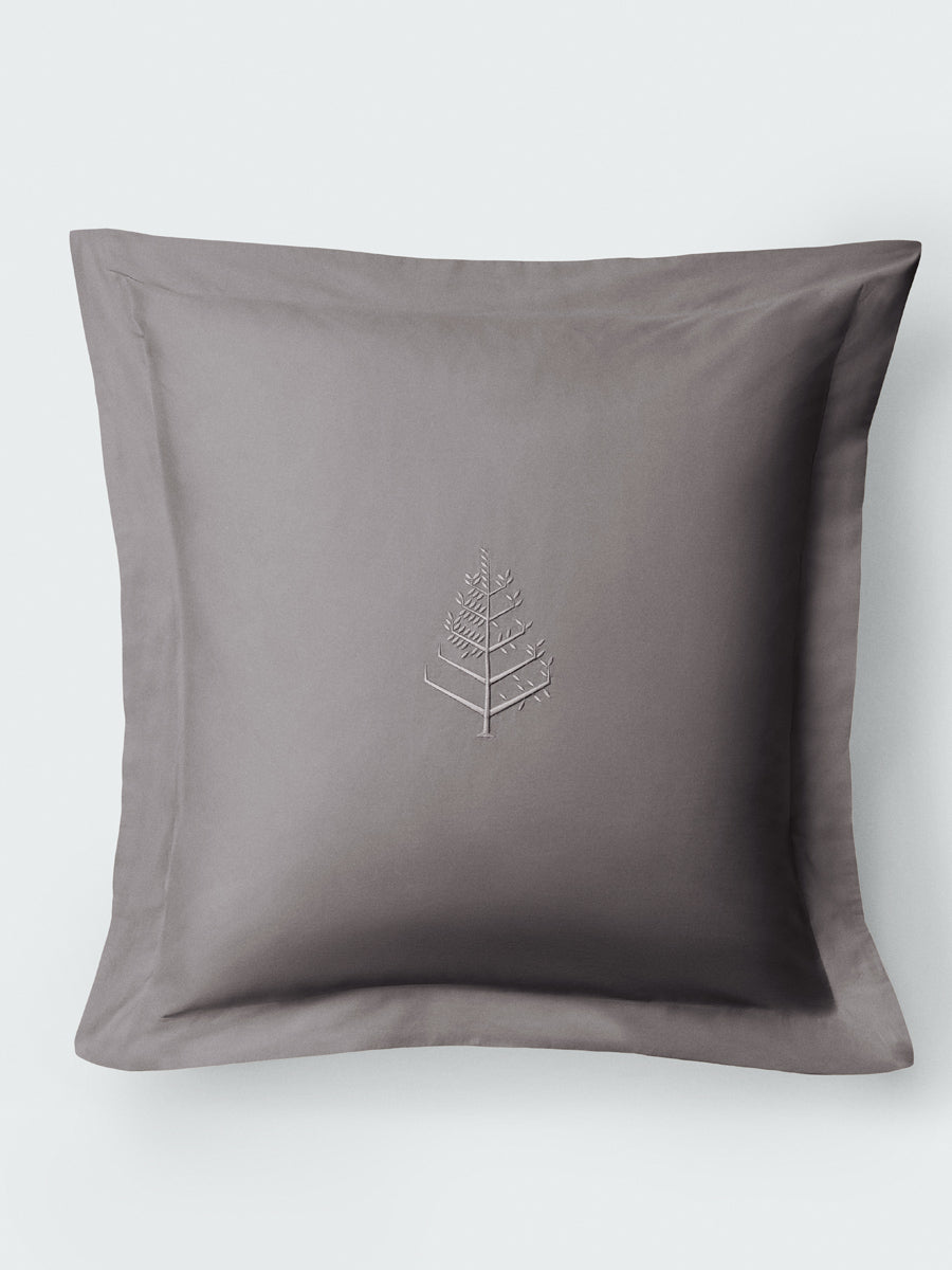 Hampshire Charcoal Euro sham with flange border and centered tone-on-tone logo store. {{Hampshire Charcoal}}