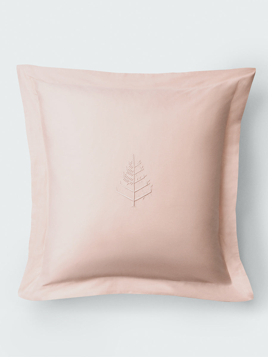Kyoto Blush Euro sham with flange border and centered tone-on-tone logo store. {{Kyoto Blush}}