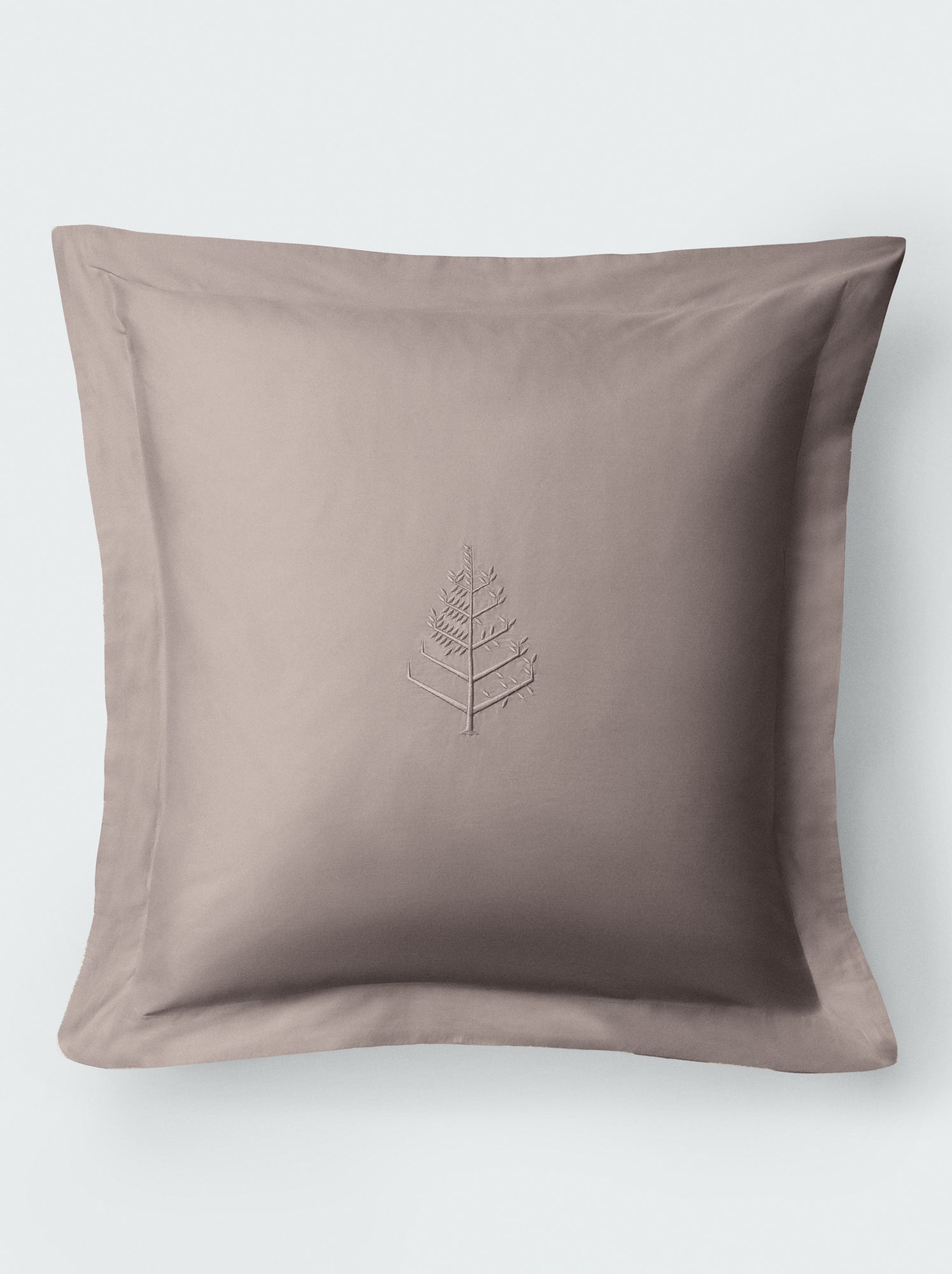 Front view of Euro sham in Moroccan Sand with centered embroidered store logo on a light background. {{Moroccan Sand}}