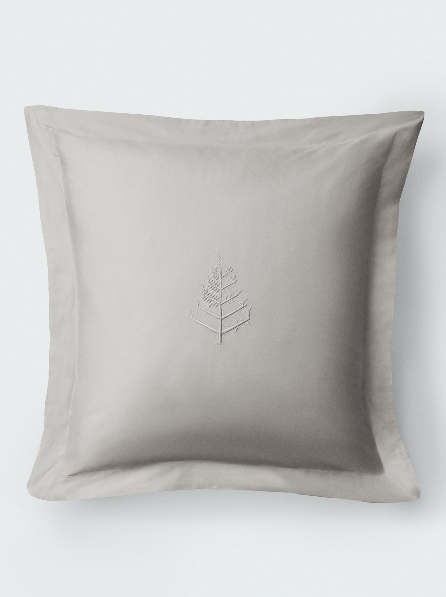 Spanish Slate Euro sham with flange border and centered tone-on-tone logo store. {{Spanish Slate}}