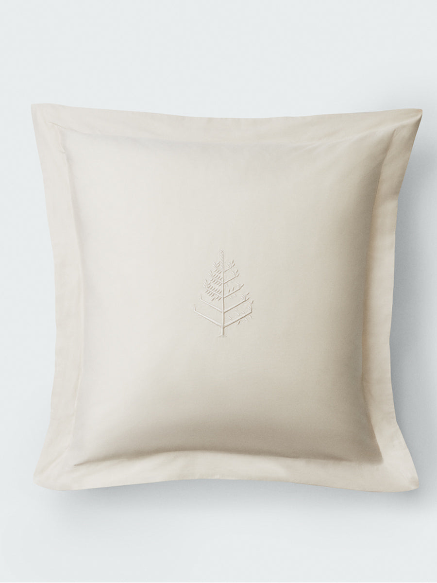 Balinese Pearl Euro sham with flange border and centered tone-on-tone logo store. {{Balinese Pearl}}