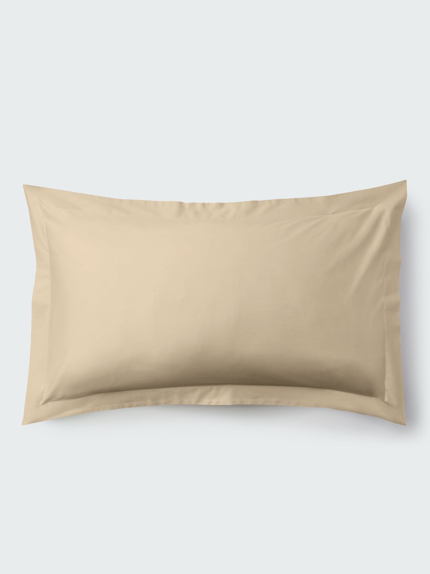 Egyptian Camel pillow sham in cotton sateen with flange, shown flat on a light background. {{Egyptian Camel}}