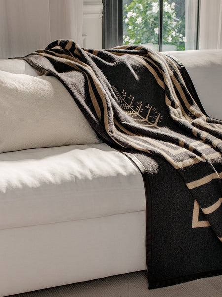 Leather Trim Throw