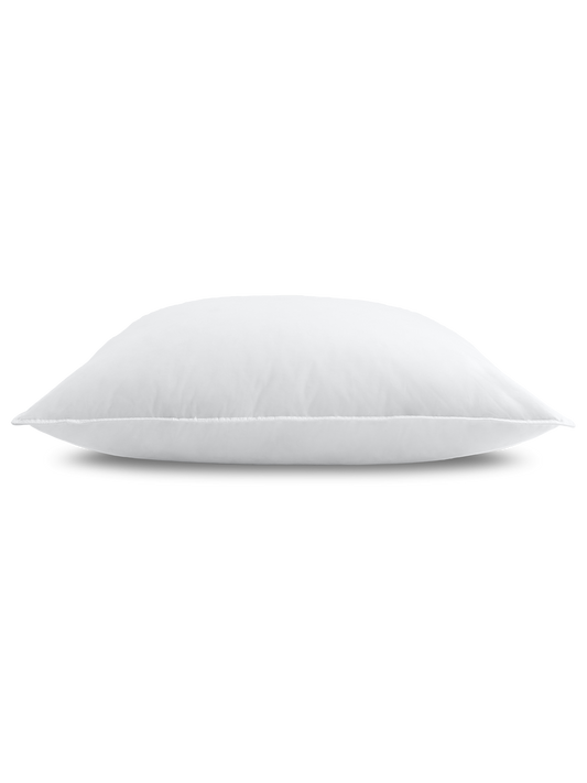 Elegant square pillow lying down in Signature White color.