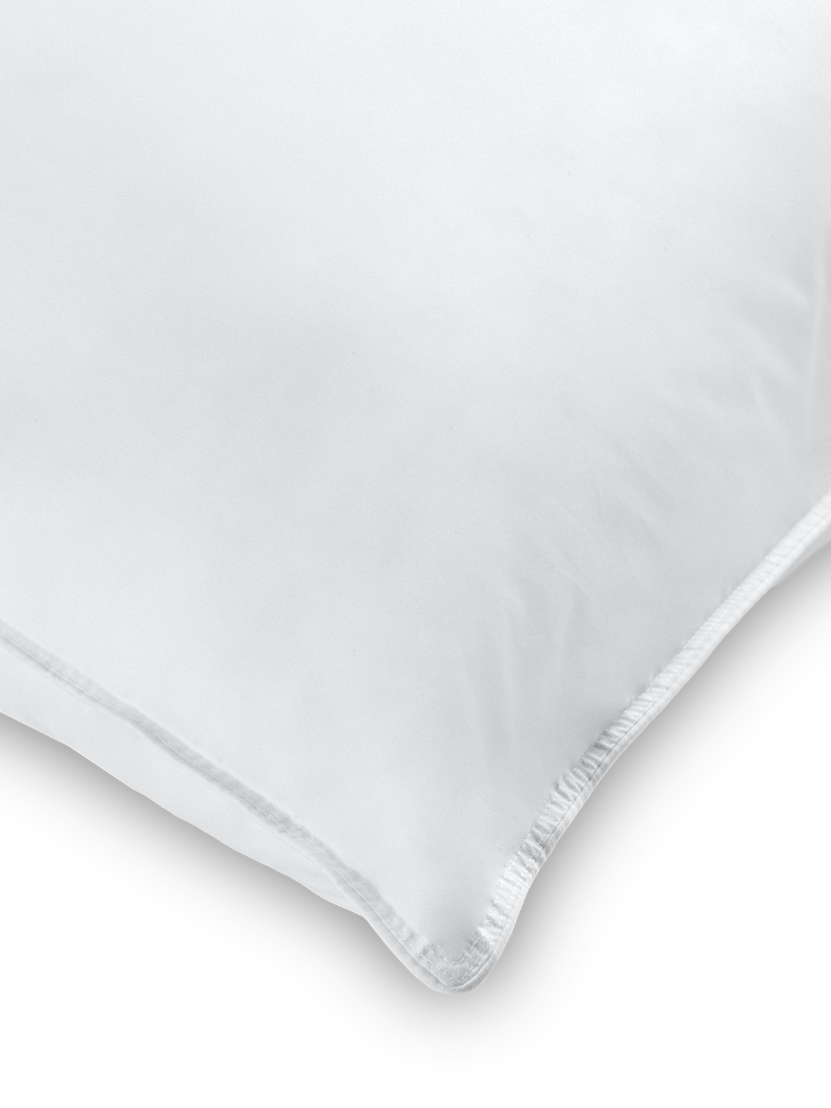 Soft, fluffy white rectangular pillow. Ideal for resting and sleeping comfortably.