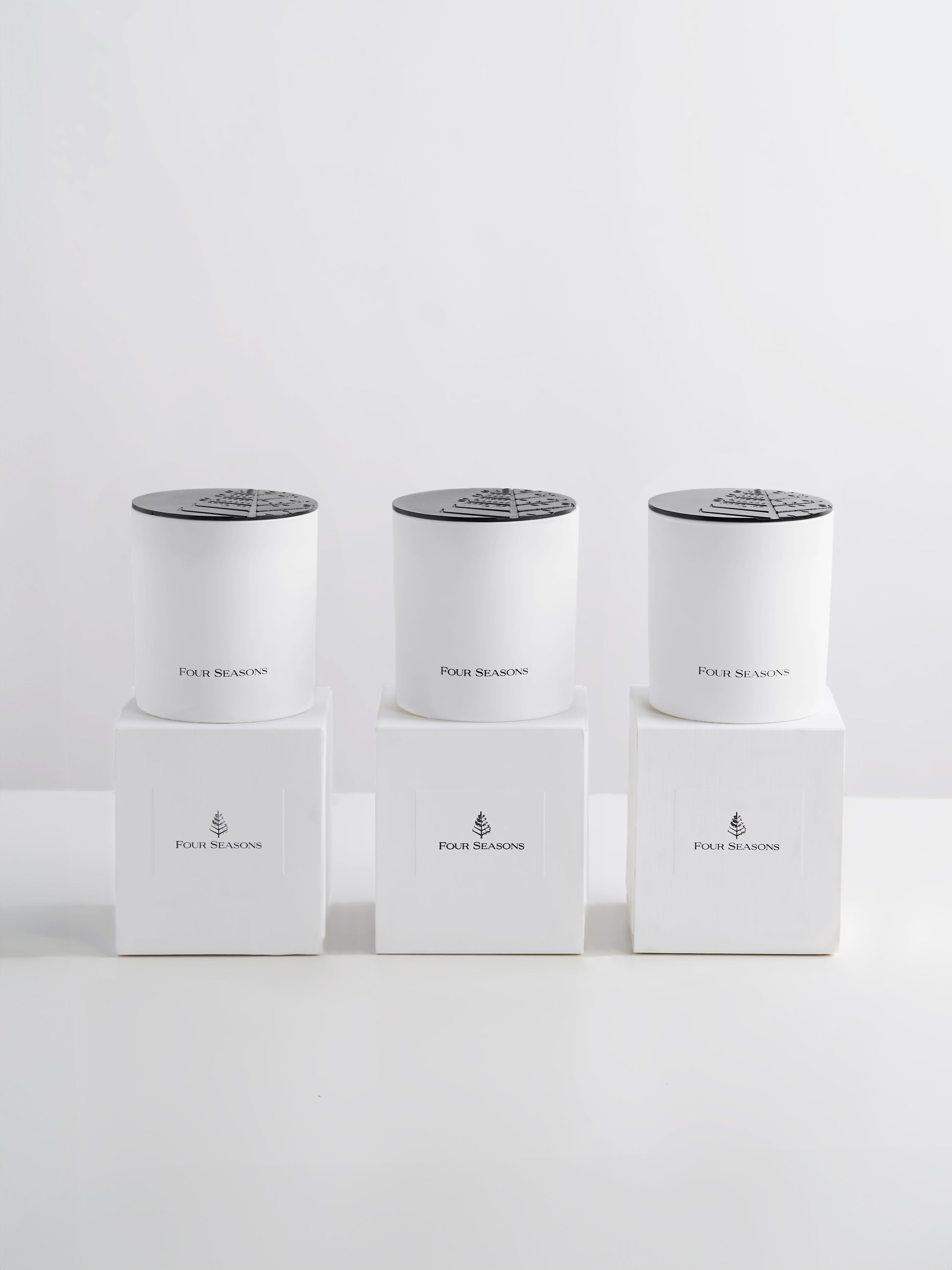 Four Seasons Candle Set, white, three signature votive scents, luxury home fragrance collection