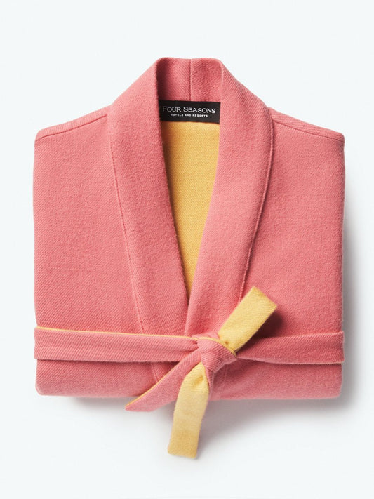 Four Seasons Children's Resort Robe, sleeveless, lightweight wool, pink with yellow interior, chic and stylish - {{Coral Reef Pink}}