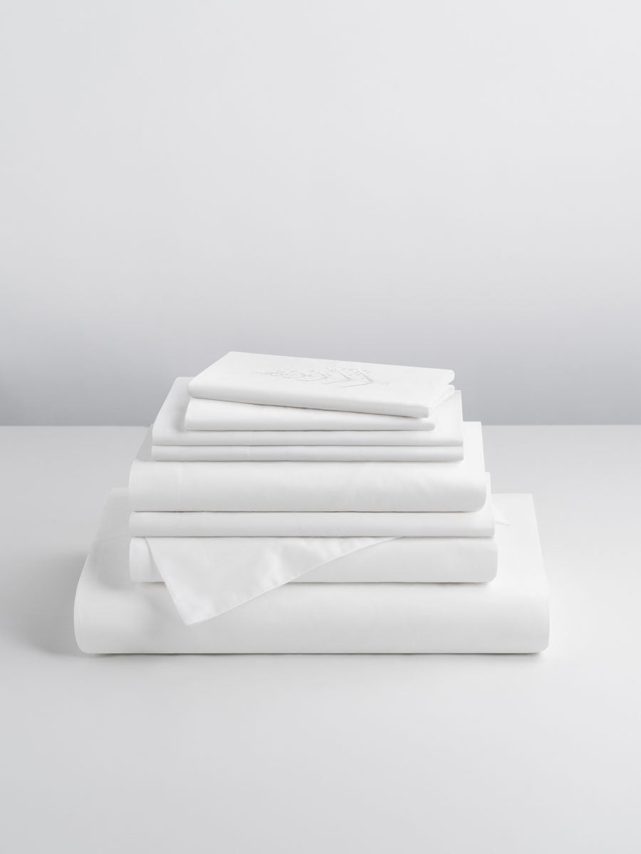 Four Seasons Linen Set, white, Supima cotton, fitted sheet, flat sheet, pillowcases