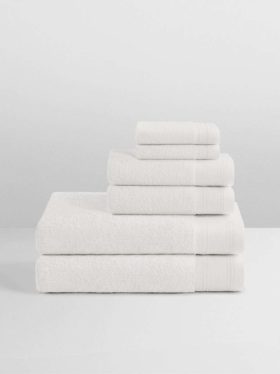 Four Seasons Spa Towel Set, white, 6-piece combed cotton set - {{Signature White}}