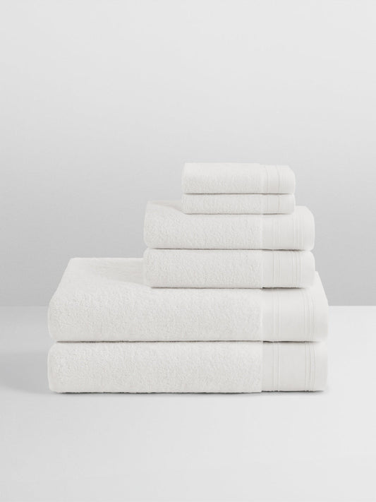 Four Seasons Spa Towel Set, white, 6-piece combed cotton set - {{Signature White}}