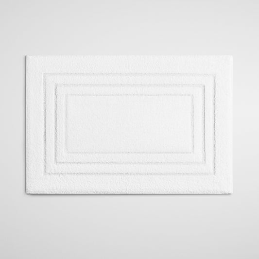 Four Seasons Plush Bath Mat, soft white mat with triple frame design, cozy and luxurious bathroom addition
