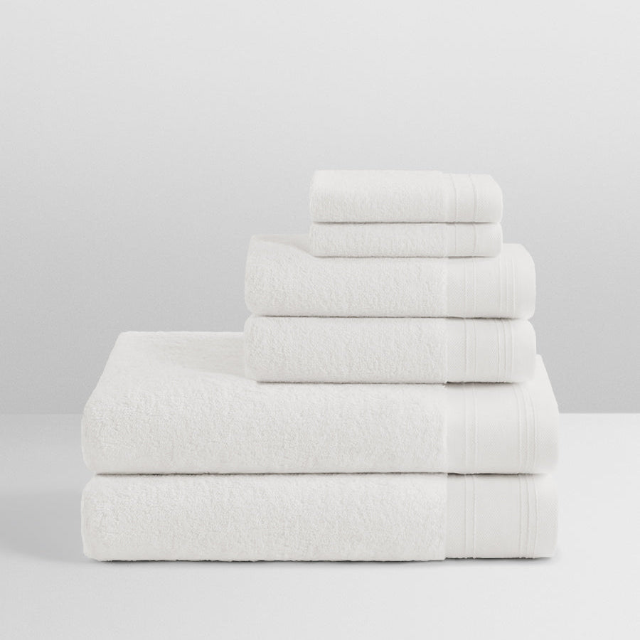 Four Seasons Spa Towel Set, white, 6-piece combed cotton set - {{Signature White}}
