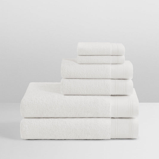Four Seasons Spa Towel Set, white, 6-piece combed cotton set - {{Signature White}}
