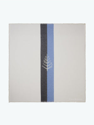 An Al Fresco Blanket with a blue stripe and the Four Seasons logo, folded on a white background.