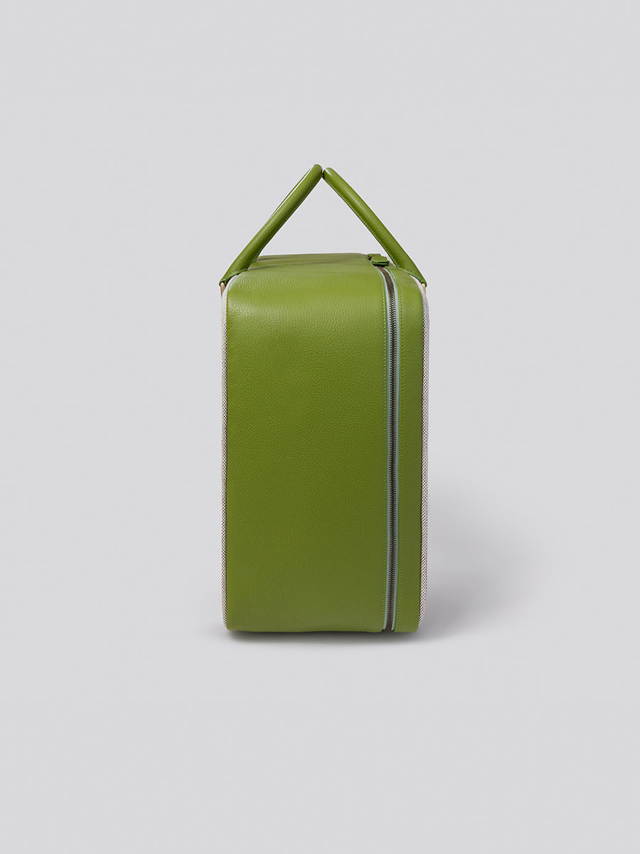 Side view of The Valisette travel bag in Kyoto Matcha from the Four Seasons Travel Collection.