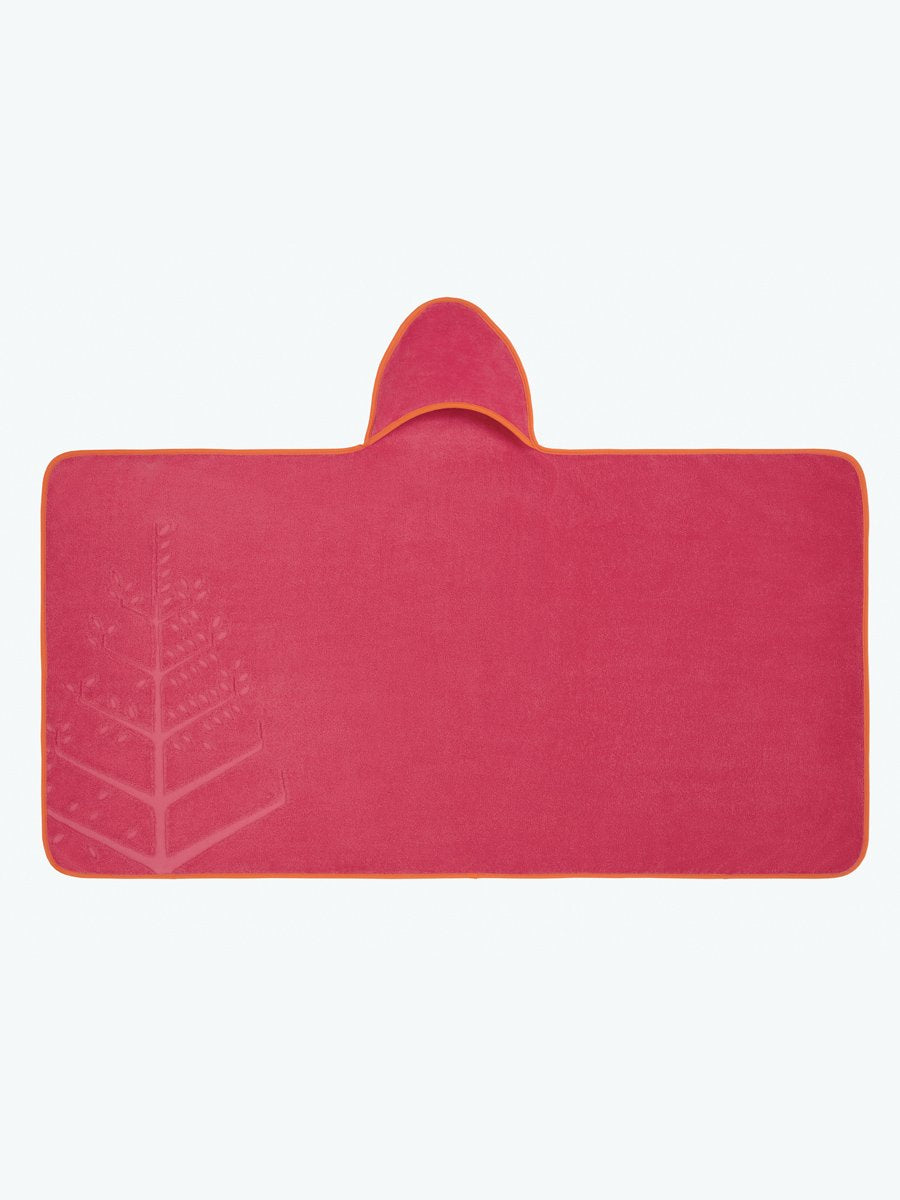 Soft and absorbent hooded towel in "Coral Reef Pink" with an embroidered Four Seasons logo.